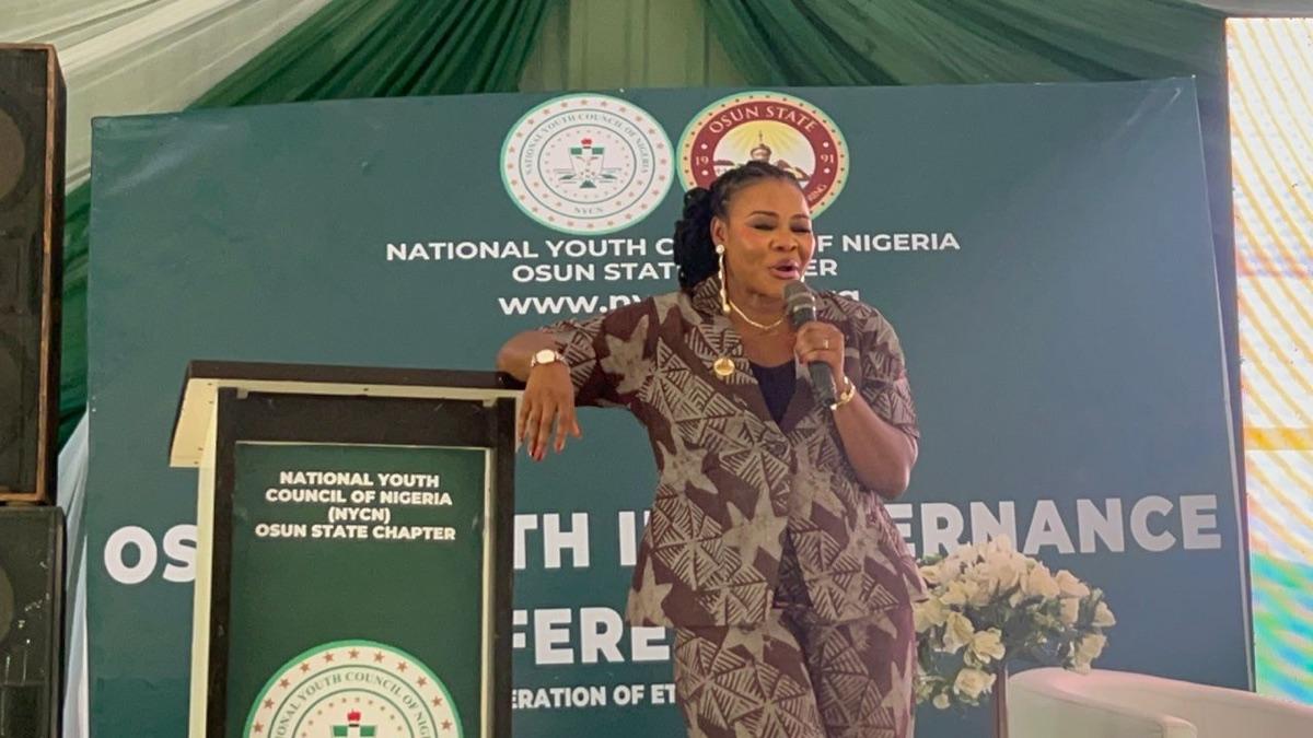 Prof. Chinwe Obuaku-Igwe addressing youth delegates at the National Youth Council of Nigeria, Osun State Chapter meeting on climate action