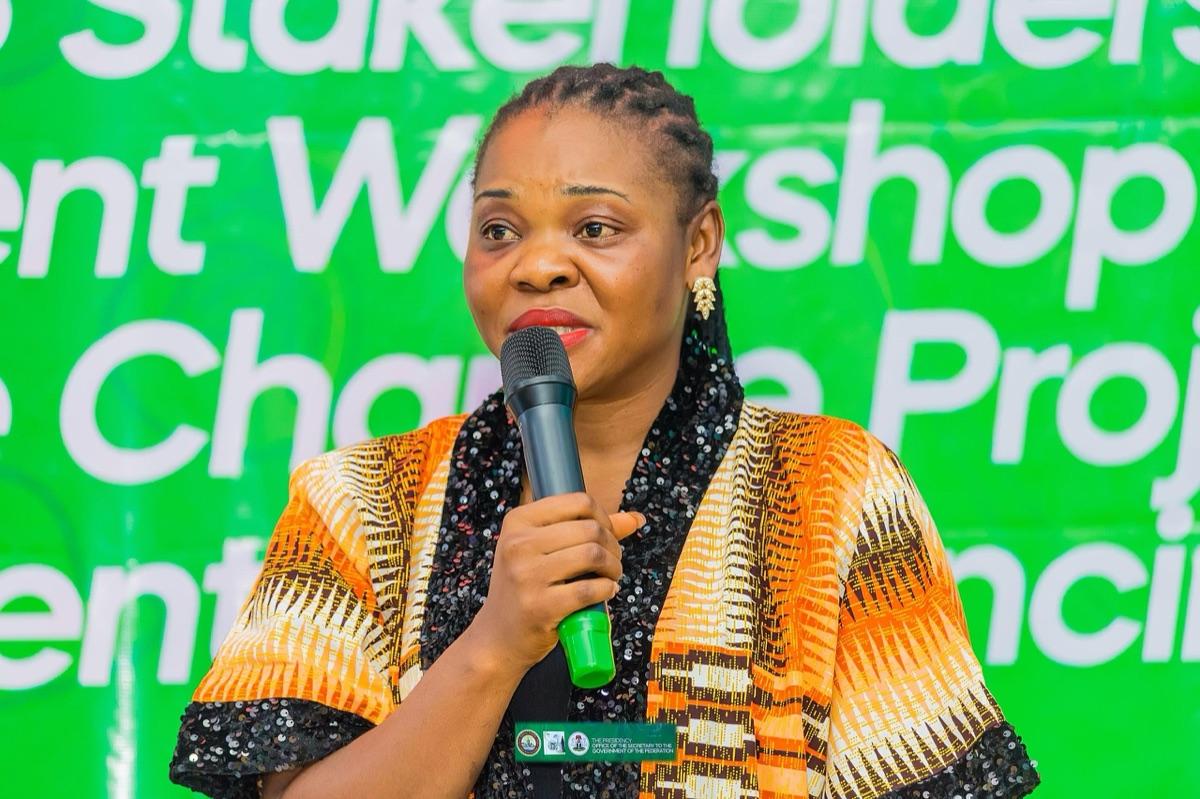 A speaker addressing participants at the Stakeholders Workshop on Climate Change Projects held by the Osun State Office of Climate Change and Renewable Energy